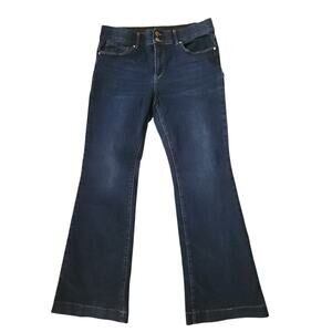 Indigo Poppy Women’s Size 14 Dark Wash Bootcut Jeans Flap Pockets Double Button